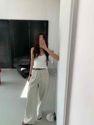 挺版顯瘦大口袋設計長褲9