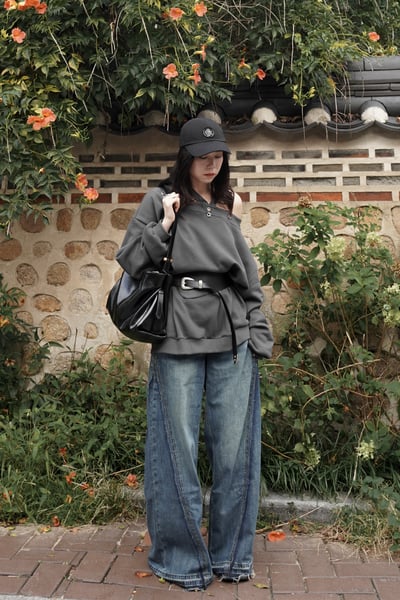 隨性斜肩/一字領兩穿大學踢9