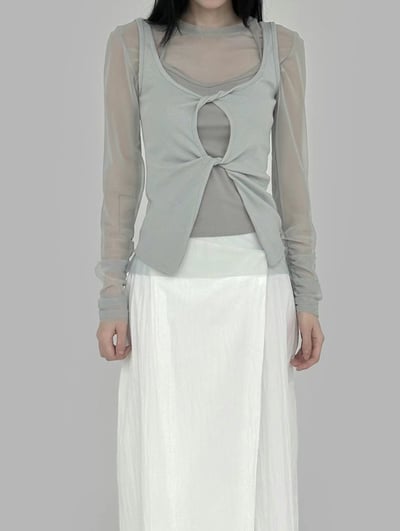 扭結假兩件綁帶背心8