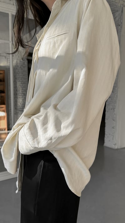 高級低調條紋綁帶式襯衫1