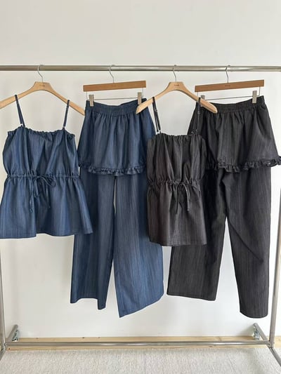 自帶裙擺軟料牛仔長褲13