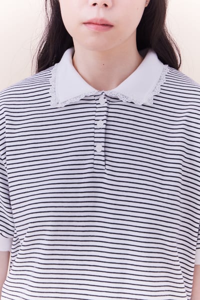 蕾絲小細節POLO條紋上衣11