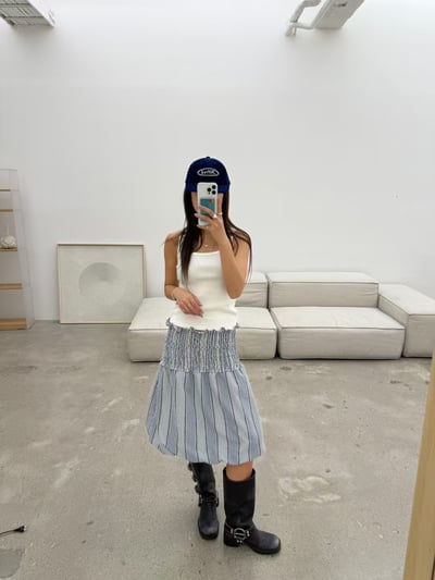 多種穿法格紋彈性連衣裙2