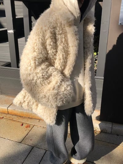 時髦小翻領毛絨絨外套8