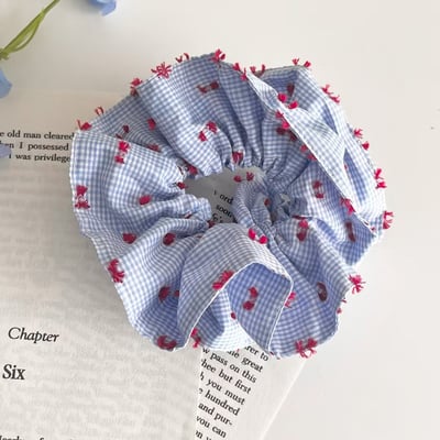 小紅點綴格紋大髮圈4