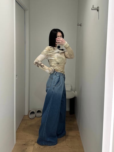 仙女渲染一字領彈性上衣3