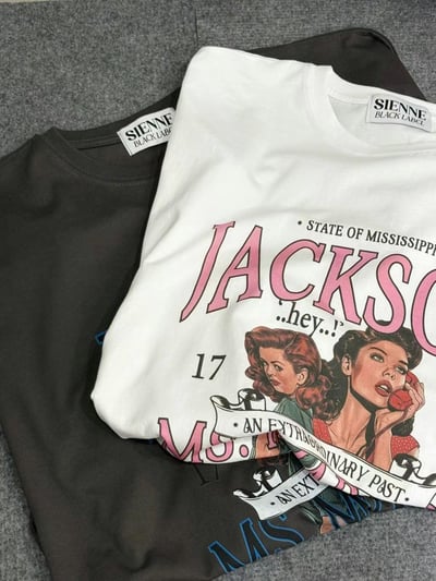 美式女孩印圖寬鬆柔棉T恤9