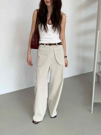 挺版顯瘦大口袋設計長褲8