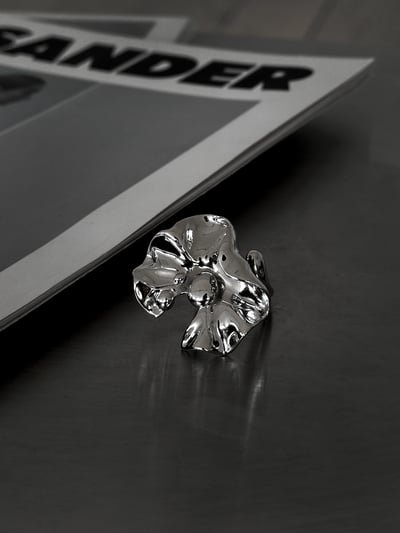 流線花朵可調節純銀戒指1