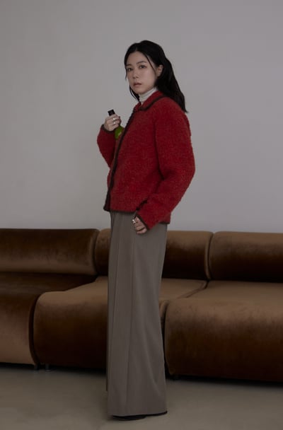 柔軟Q毛撞色針織外套3