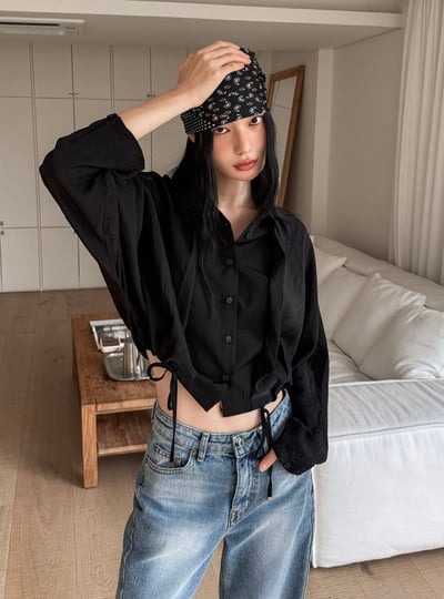 高級感光澤無肩線設計襯衫2