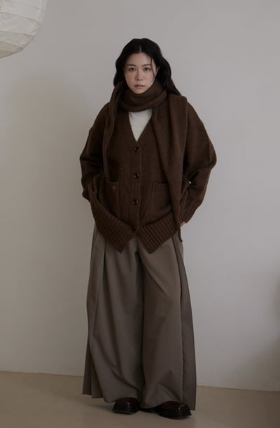 附圍巾厚實暖感針織外套2