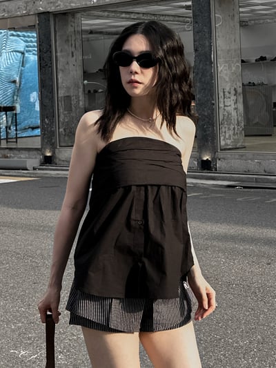 後鬆緊彈性馬甲平口上衣1