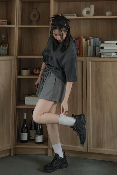 鬆緊拼接西裝條紋短褲4