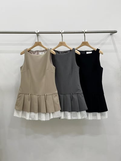 修身拼接西裝百褶洋裝（褲裙）6