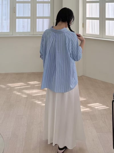 愛心銀標小可愛澎袖條紋襯衫（咩冷同款）8