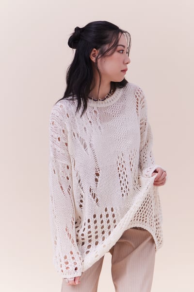 春天來了粗織簍空設計上衣9