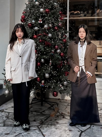 時髦墊肩多綁法西裝外套4