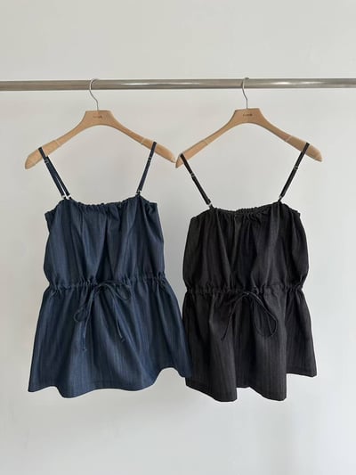 抽繩小口袋軟料牛仔背心13