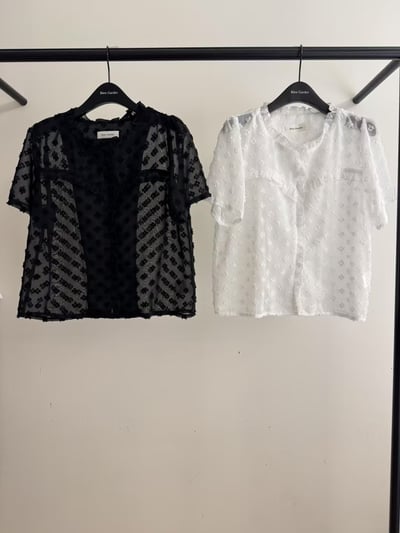 SALE！斑點刺繡雪紡上衣4