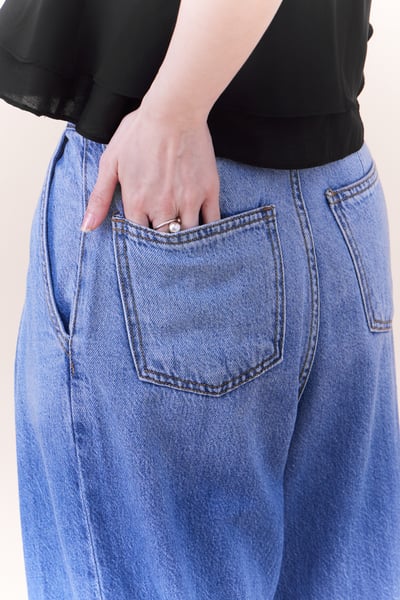 百搭打褶設計漸層牛仔寬褲12