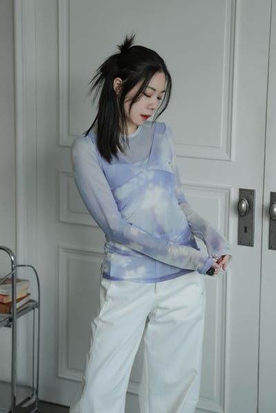 小眾設計款渲染透膚背心/上衣12