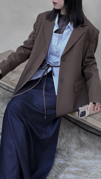 時髦墊肩多綁法西裝外套6