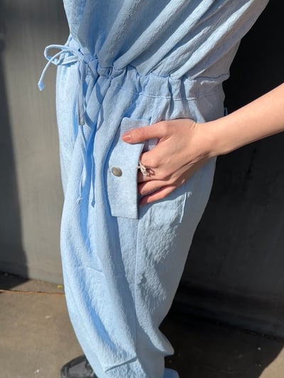 出遊必備花苞袖緹花連身褲（子珊同款）10