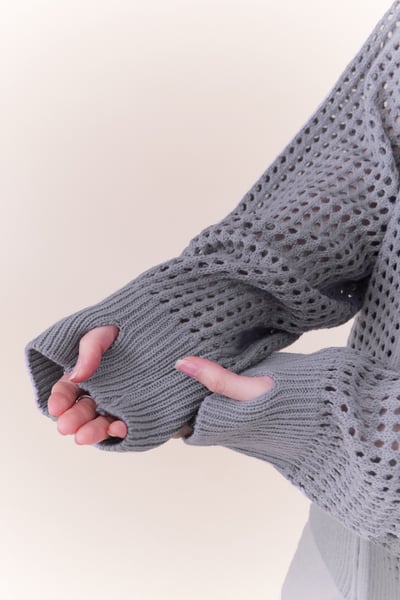 簍空針織休閒連帽外套13