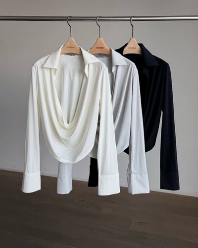 大垂墜領設計襯衫3