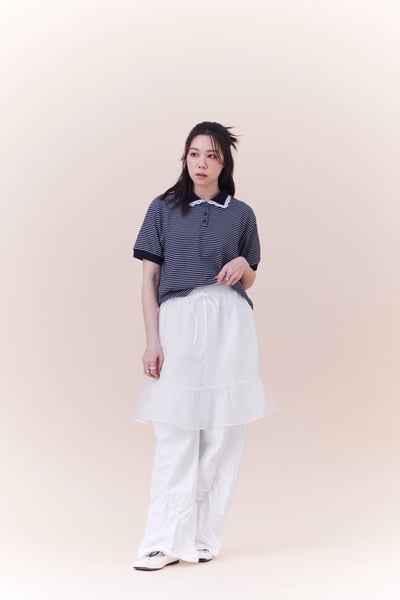 蕾絲小細節POLO條紋上衣4