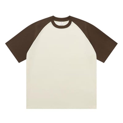 【純棉】270克純棉重磅 插肩寬鬆 款短袖t恤美式撞色拼接圓領9