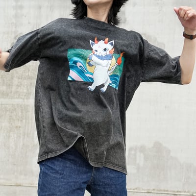 犼太郎靈巧幽白 T Shirt－水洗黑2