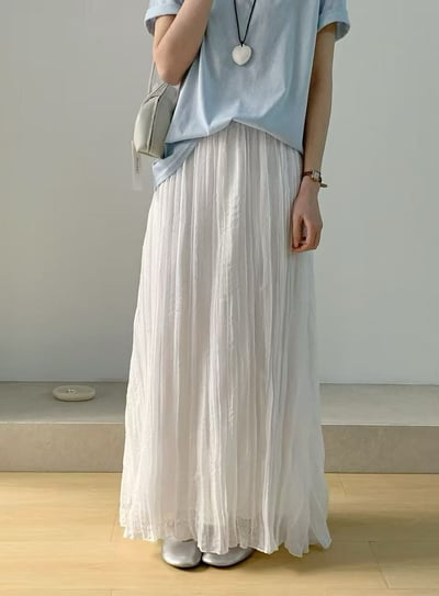 Look1抓皺背心+雪紡半身裙7