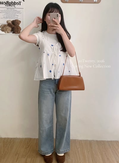 小刺繡花花雙綁帶背心（2colors)4