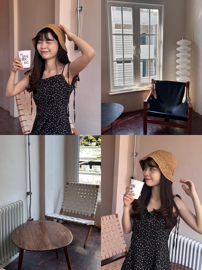 韓系小清新編織草帽（2colors)2