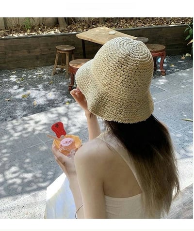 韓系小清新編織草帽（2colors)4