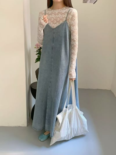 Look 4 透膚內搭+牛仔長洋裝4