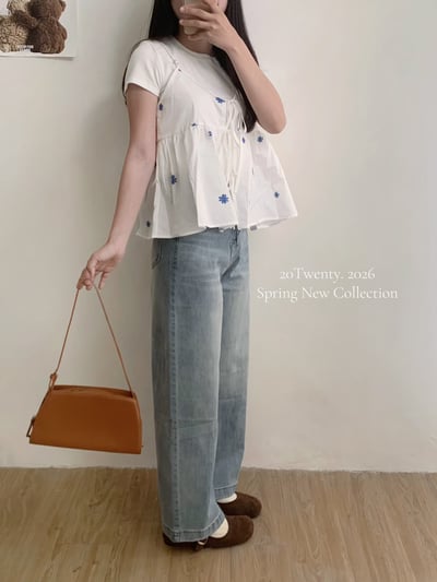 Look 2 刺繡綁帶背心+小花花半身裙9