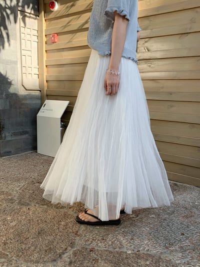 Look7刺繡綁帶背心+紗網半身裙5