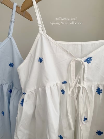 小刺繡花花雙綁帶背心（2colors)3