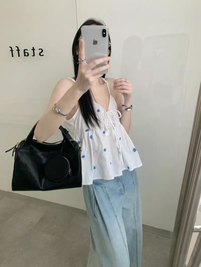 Look 2 刺繡綁帶背心+小花花半身裙4