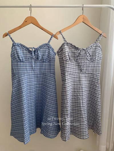 小格紋吊帶短洋（2colors)6