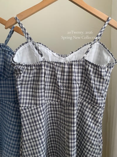 小格紋吊帶短洋（2colors)9
