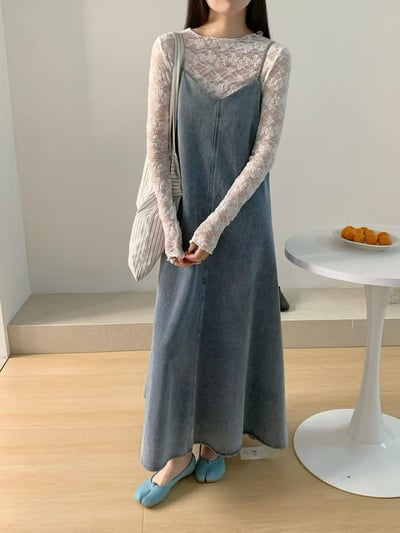 Look 4 透膚內搭+牛仔長洋裝3