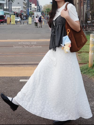 雲朵感格紋背心套裝（2colors)2