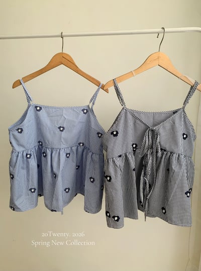 小花刺繡綁帶背心（2colors)2