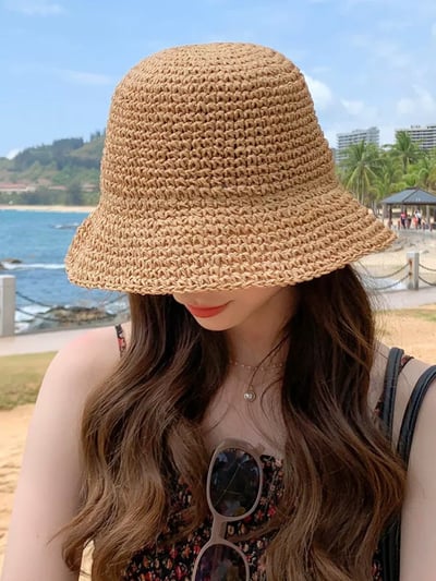 韓系小清新編織草帽（2colors)6