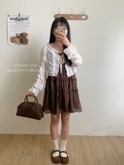 滾邊花紋吊帶短洋（4colors)5