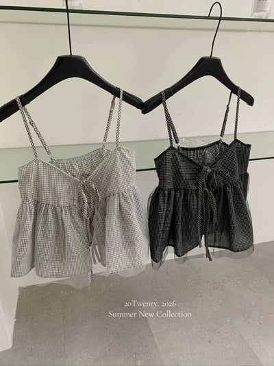 雲朵感格紋背心套裝（2colors)12